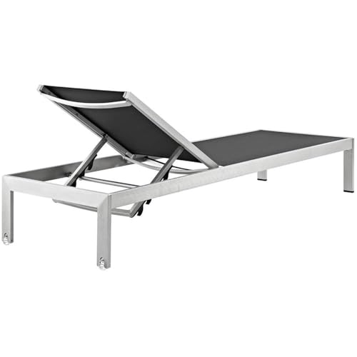 Pemberly Row Modern Aluminum Patio Chaise Lounge Set of 6 Black
