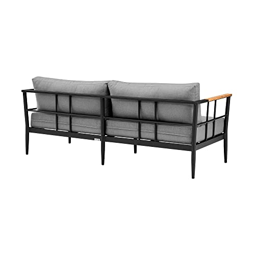 Armen Living Shari Modern Outdoor Patio Conversation Set, 4 Piece, Black