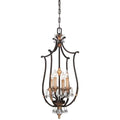 Metropolitan Lighting Bella Cristallo Pendant 4-Light 240 Watts French Bronze with Gold Leaf Highlights