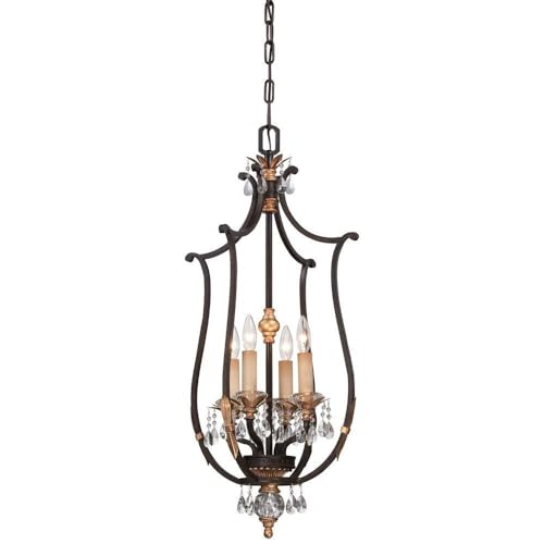 Metropolitan Lighting Bella Cristallo Pendant 4-Light 240 Watts French Bronze with Gold Leaf Highlights