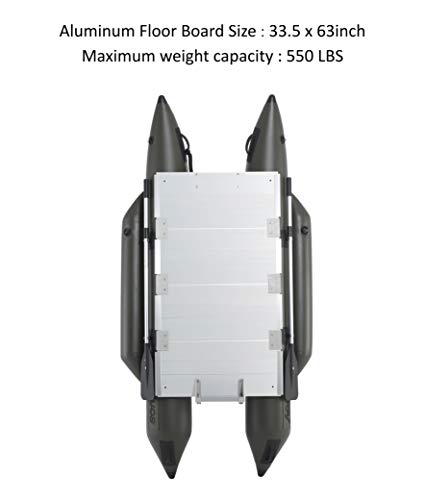 AQUOS Heavy-Duty Inflatable Pontoon Boat 8.8ft with Trolling Motor Transom Hand Control 12V 55LBS