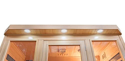 Heat Wave 4 Person Sauna Hemlock Wood Sonoma 9 Carbon Infrared Heaters MP3 Player Chromo Therapy Lighting 120V 2100W Wood