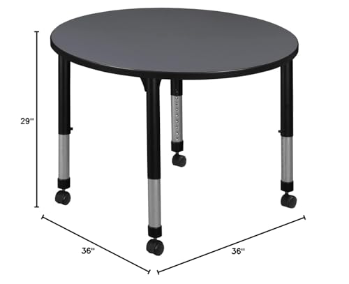Regency Kee Height Adjustable Mobile Round Classroom Table 36" Grey