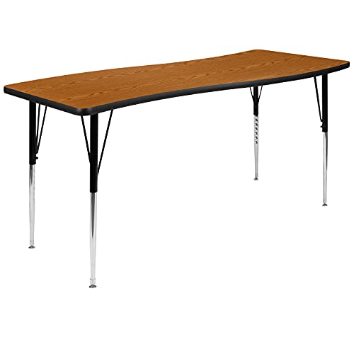 Flash Furniture Emmy Oval Wave Laminate Activity Table Set with Student Stack Chairs Oak