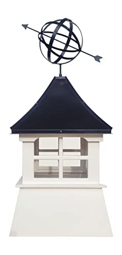Accentua Monterey Cupola with Armillary, 24 in. Square, 54 in. High, White and Black