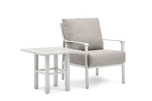Winston Aspen Cushion 2 Piece Seating Set with Lounge Chair & Merge Side Table Coastal Mist