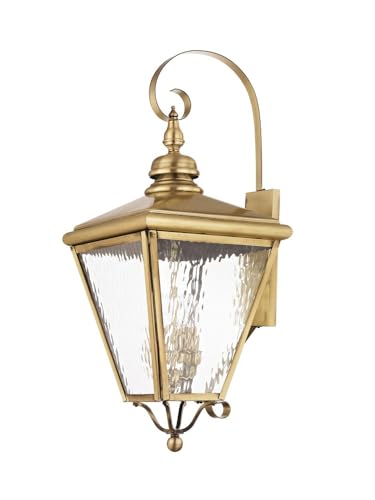 Livex Transitional Four Light Outdoor Wall Lantern Cambridge Collection Brushed Nickel