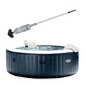 Intex Handheld Pool Vacuum Cleaner with Brush Heads and 6 Person Bubble Massage Hot Tub Spa Cobalt Blue
