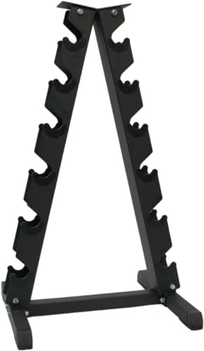 Gronk Fitness A-Frame Dumbbell Rack 6-Tier with 5-30lb Rubber Hex Dumbbells Black