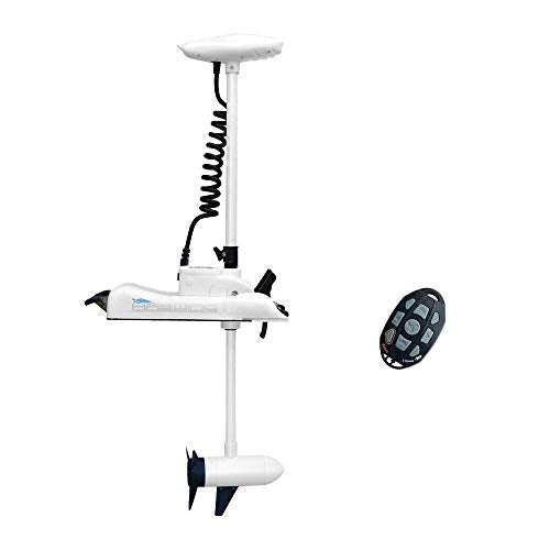 AQUOS 12V 55LBS 48" Electric Trolling Motor with Remote Control for Boats White