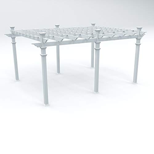 Vita 12x16 Foot White Vinyl Barcelona Flat Top Pergola