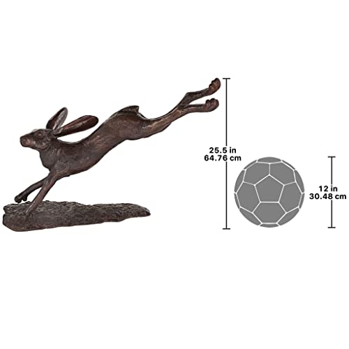 Design Toscano Leaping Hare Jumping Rabbit Cast Bronze Garden Statue Brown