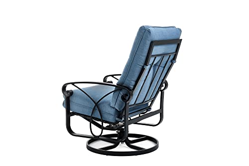 Winston Palazzo Cushion Ultra High Back Swivel Rocker Lounge Chair Black Night/Spectrum Denim