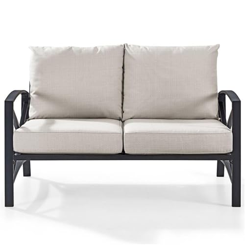 Home Square 2 Piece Metal Patio Loveseat Set Oil Bronze Beige