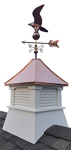 Accentua Olympia Cupola with Eagle Weathervane 24 in. Square 63 in. High White With Copper Roof