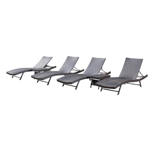Noble House Kauai 6 Piece Outdoor Wicker Chaise Lounge Set Brown