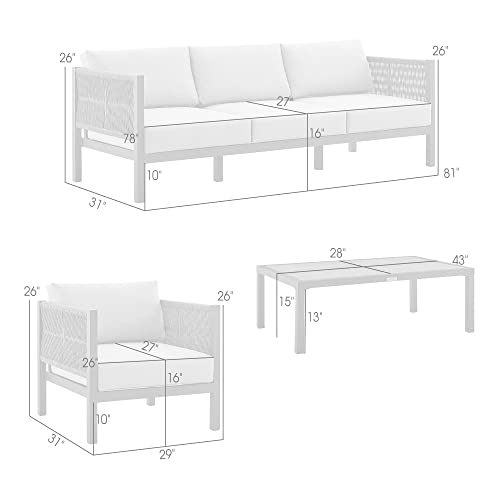 Armen Living Cuffay Modern Outdoor Patio Conversation Furniture Set Brown Aluminum and Taupe
