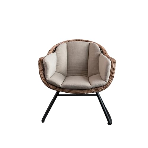 Creative Co-Op Fabric Upholstered Wicker Rocking Chair with Metal Legs and Cushion Natural/Sand