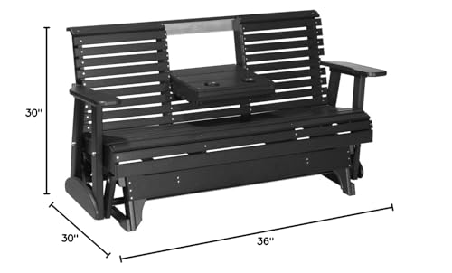 Furniture Barn USA Poly Lumber 5' Plain Rollback Glider Black