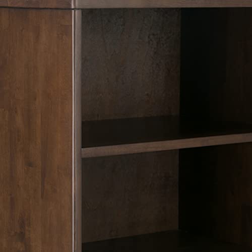 SIMPLIHOME Harper Solid Hardwood 24" Mid Century Modern Bookcase Walnut Brown