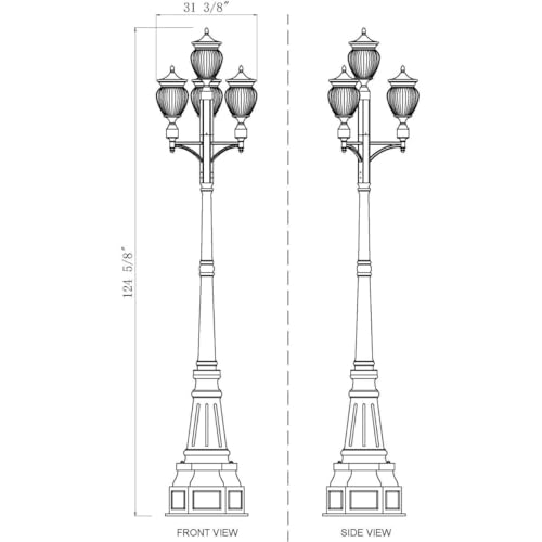 Z-Lite Davina 3 Light Outdoor Post Mounted Fixture Black