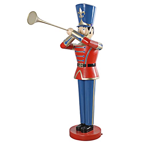 Design Toscano 6 Foot Tall Nutcracker Ballet Trumpeting Toy Soldier Holiday Decor Full Color