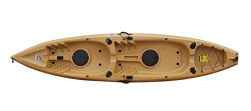 BKC TK181 12.5' Tandem Sit On Top Kayak W/ 2 Soft Padded Seats, Paddles, 7 Rod Holders - Desert
