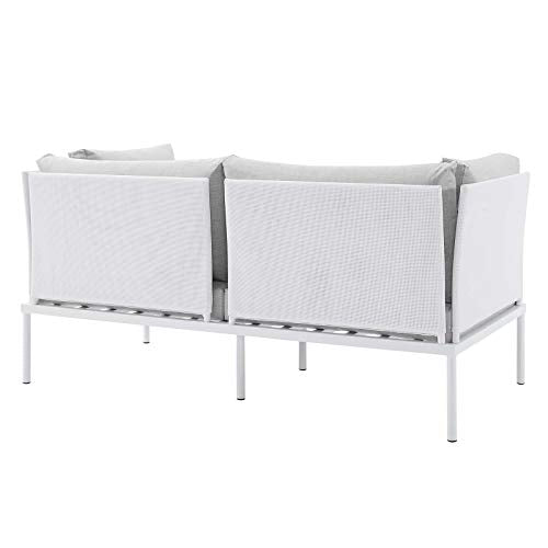Modway Harmony Outdoor Patio Aluminum Loveseat White Gray