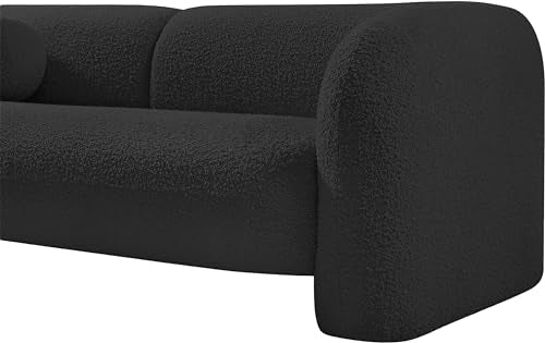 Meridian Furniture Emory Collection Art Deco Boucle Upholstered Loveseat Black