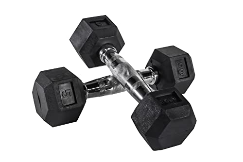 Bolt Fitness Supply Hex Rubber Dumbbell Set 5-35 lb Black Silver