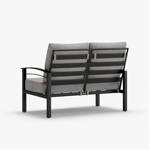 Winston Stanford Cushion Outdoor Loveseat with Left Arm Textured Pewter
