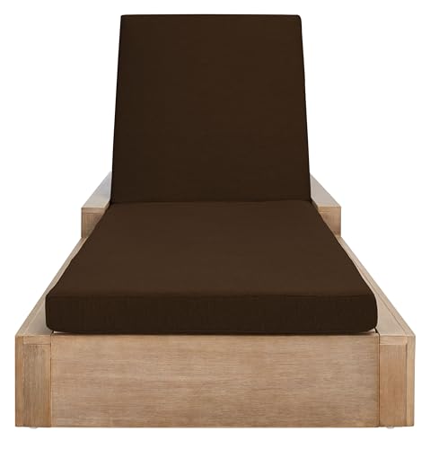 Safavieh Couture Outdoor Collection Lanai Solid Wood Chaise Lounge Chair Natural/Dark Brown