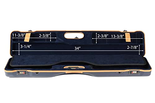 Negrini OU/SXS Deluxe Ultra-Compact Sporter Shotgun Case Blue/Tobacco Leather Trim