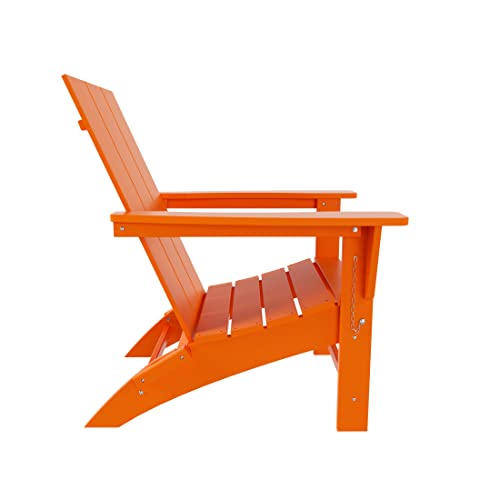 WestinTrends 8-Piece Modern Poly Folding Adirondack Chair Set Orange