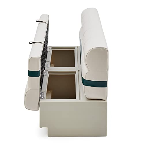 DeckMate 55'' Premium Pontoon Boat Seat Bench Ivory Green Tan