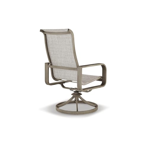 Signature Design by Ashley Beach Front Contemporary Outdoor Sling Swivel Chair Set of 2 Grey