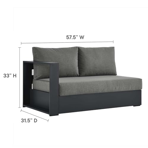 Modway Tahoe Aluminum Modular Outdoor Patio Couch with Weather-Resistant Cushions Gray Charcoal