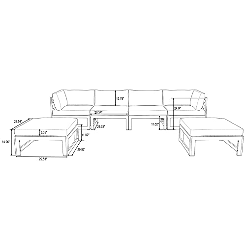 LeisureMod Chelsea Outdoor Patio 6-Piece Conversation Set Light Grey