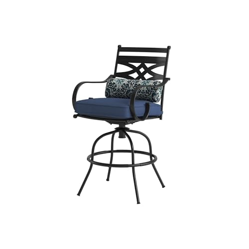 Hanover Montclair 5-Piece Outdoor Dining Set with 4 Swivel Chairs and Square Table Navy