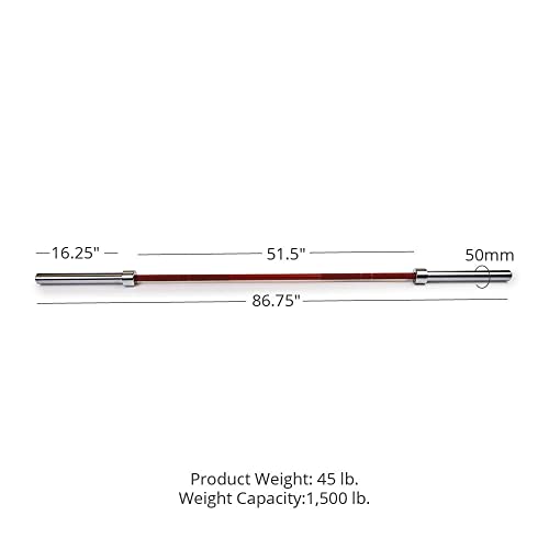 Titan Fitness USA Made 20 KG 28.5MM TITAN Series Olympic Barbell Red Cerakote