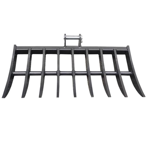 Wallemac Land Clearing Root Rake 36" for Bobcat Mini Excavator Dark Grey