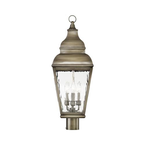 Livex Exeter 3-Light Outdoor Post Head Vintage Pewter