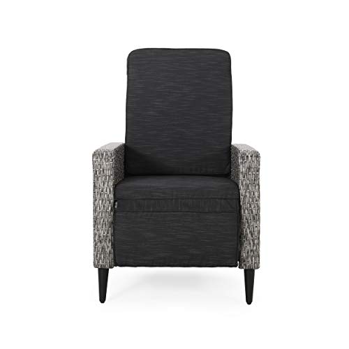 Christopher Knight Home Murdock Outdoor Recliner with Cushion Wicker Mixed Black/Dark Gray Set of 2