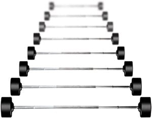 York Barbell Rubber Fixed Pro Straight Barbell Set 20-110 lb