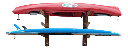 Log Kayak Rack 3 Place SUP and Surfboard Wall-Mounted Rack Canyon Brown