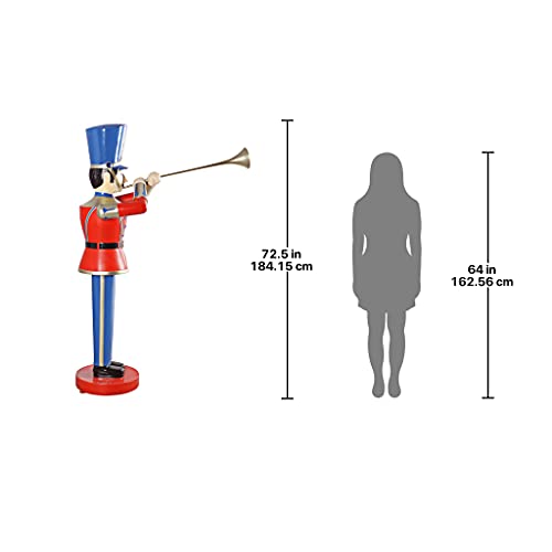 Design Toscano 6 Foot Tall Nutcracker Ballet Trumpeting Toy Soldier Holiday Decor Full Color