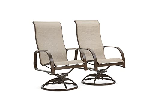 Winston Seagrove II Ultra High Back Patio Swivel Rocker Dining Chairs Set of 2 Sunbrella Pueblo Dune Fabric