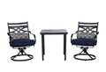 Hanover Montclair 3-Piece Patio Conversation Set with 2 Swivel Rocker Chairs and Table Navy