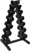 Gronk Fitness A-Frame Dumbbell Rack 6-Tier with 5-30lb Rubber Hex Dumbbells Black