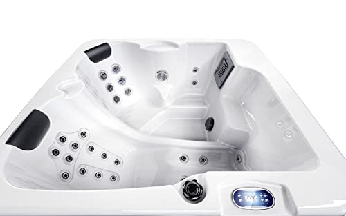 Luxuria Spas Monterey 3-Person 32-Jet Plug and Play Hot Tub with Lounge Homemade White/ Coffee